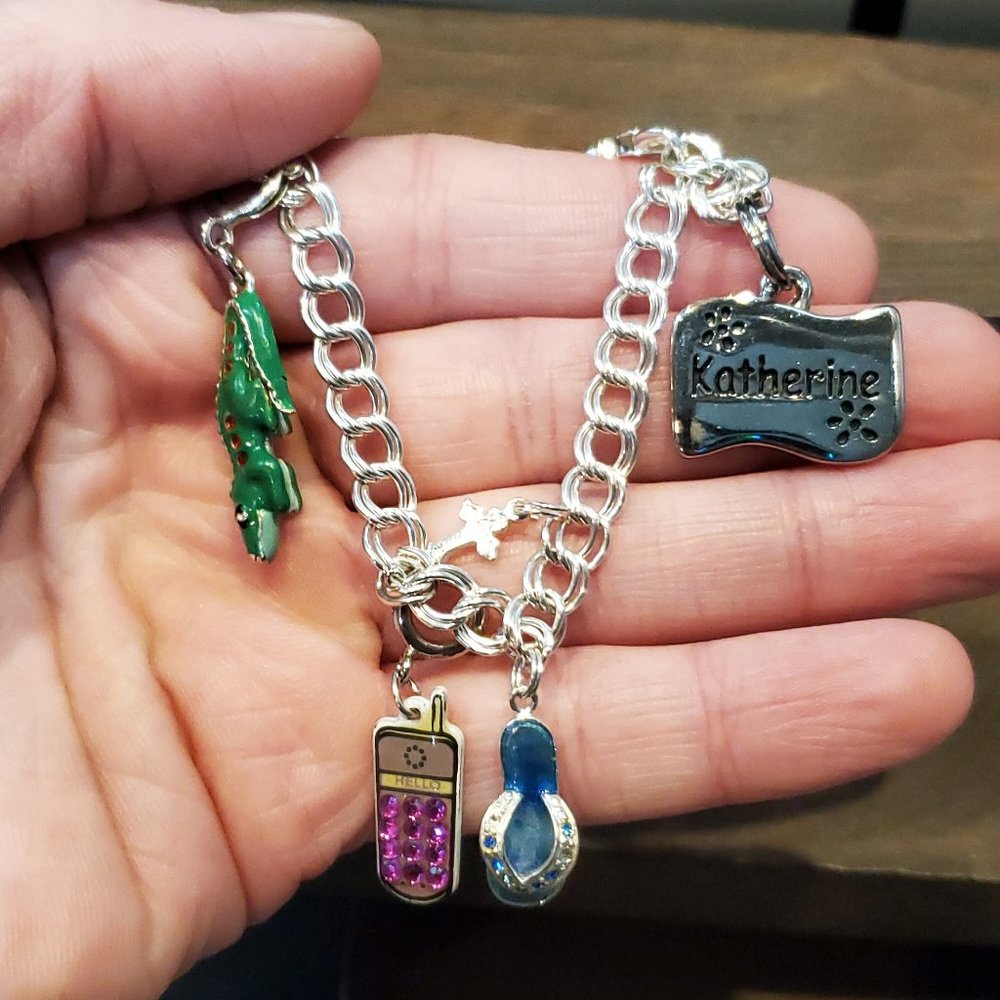 8 Inch 925 Sterling Silver Various Charms Katherine Bracelet